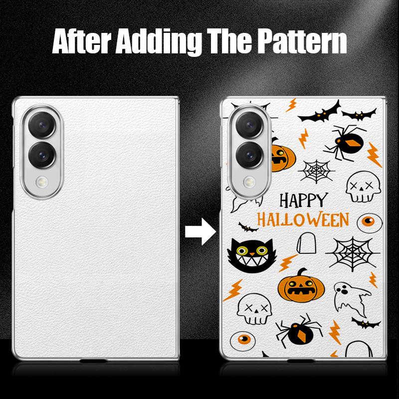 Halloween Ghost Pumpkin Case For Samsung Galaxy Z Fold 8 Ultra 7 6 5 4 Z Fold8 Fold7 Fold6 Fold5 Luxury Plating Leather Skin Phone Cover