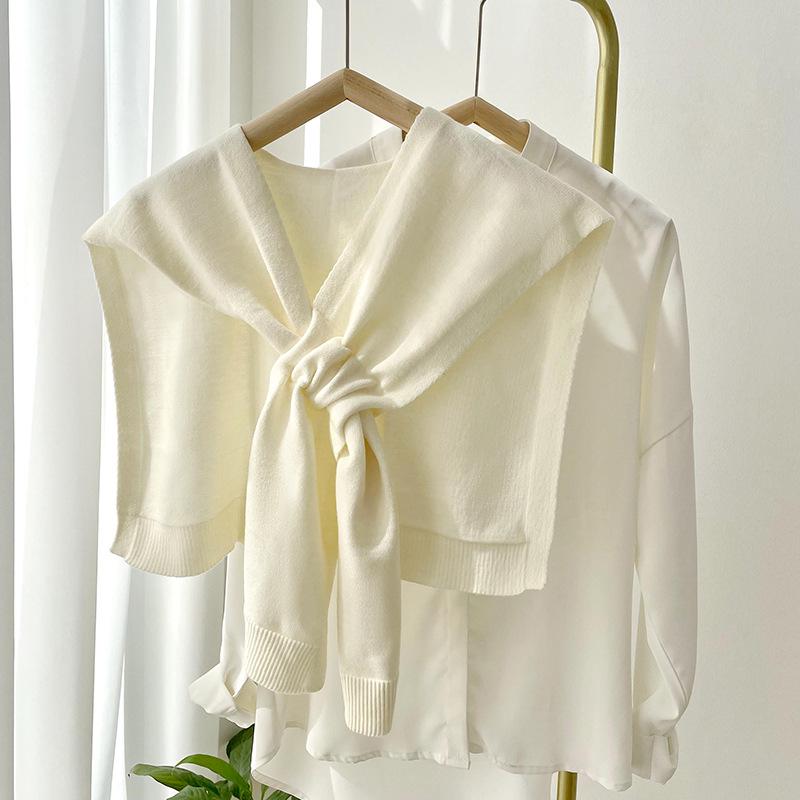 Dongdaemun Korean-Style Knitted Crossover Cape: Double-Sided High-End Shawl & Square Scarf for Spring/Summer