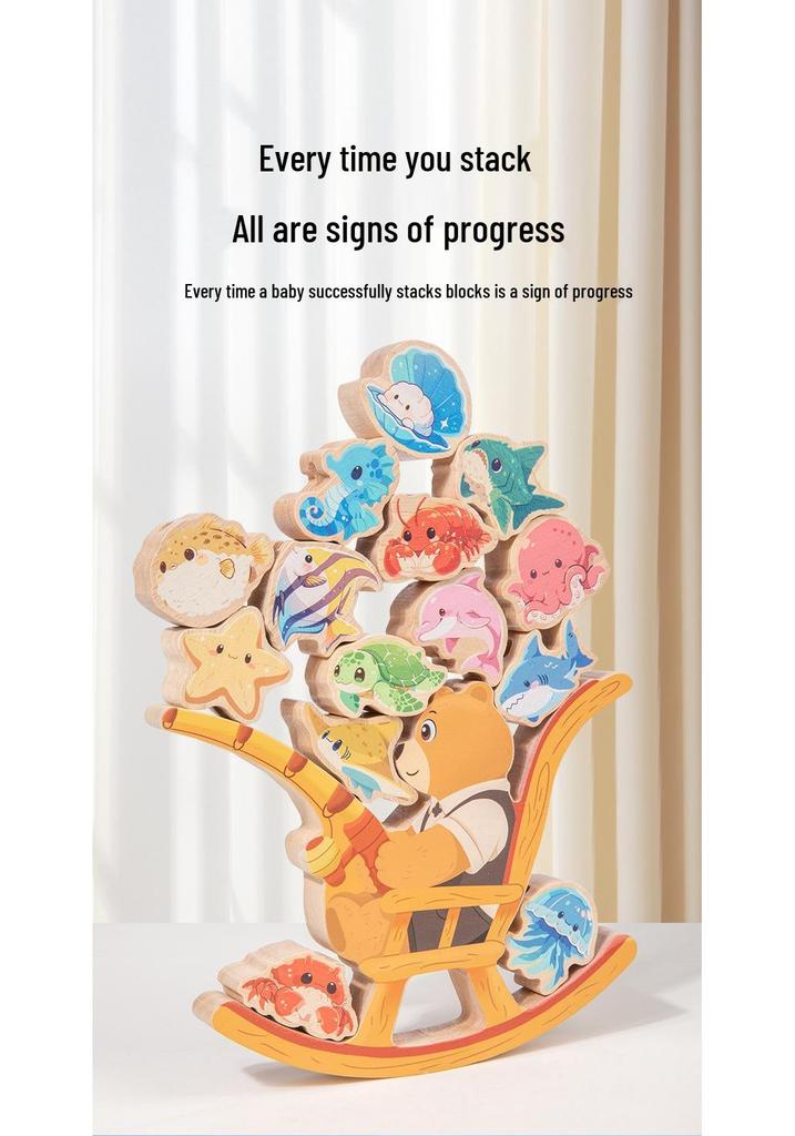 CPC Little Bear Wooden Balance Stacking Toy for Children's Early Education