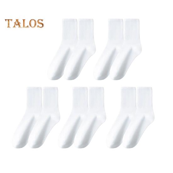 5 Pairs Women Socks Mid-tube No Odor Thick Warm Solid Color High Elasticity Anti-slip Sweat-absorption Anti-shrink Sports Winter Socks