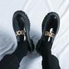 Zapatos de Cuero Gruesos para Aumentar la Altura Moda Cuatro Estaciones Talla Grande para Hombre Zapatos Perezosos de Color Contrastante Mocasines Juveniles para Exteriores
