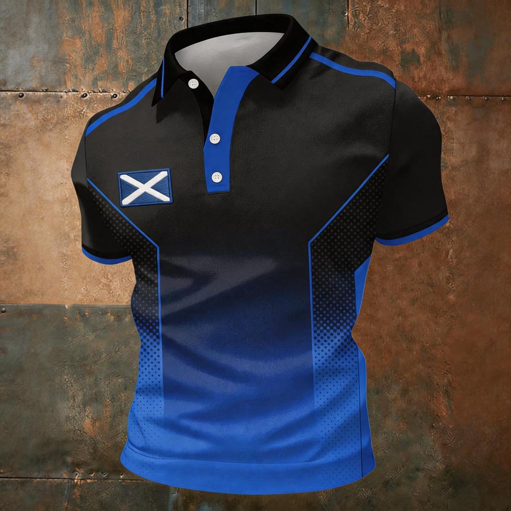Men's Scotland Support Polo Shirt 2026 Football World Cup Design Short Sleeve Lightweight Casual Sportswear