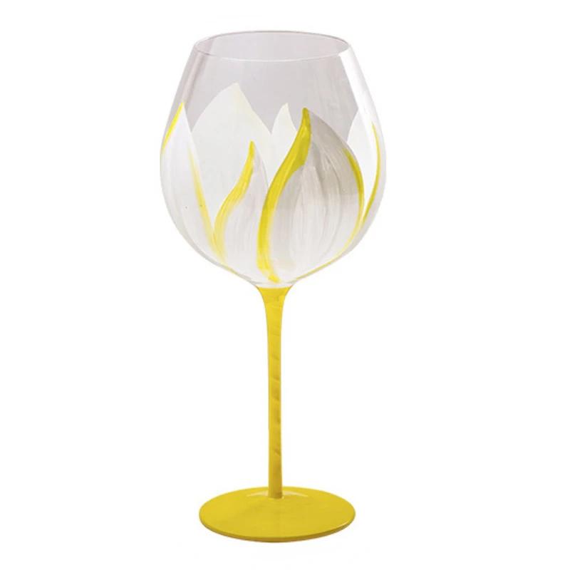Painted medieval tulip goblet 400-800ML high-value crystal glass juice home red wine