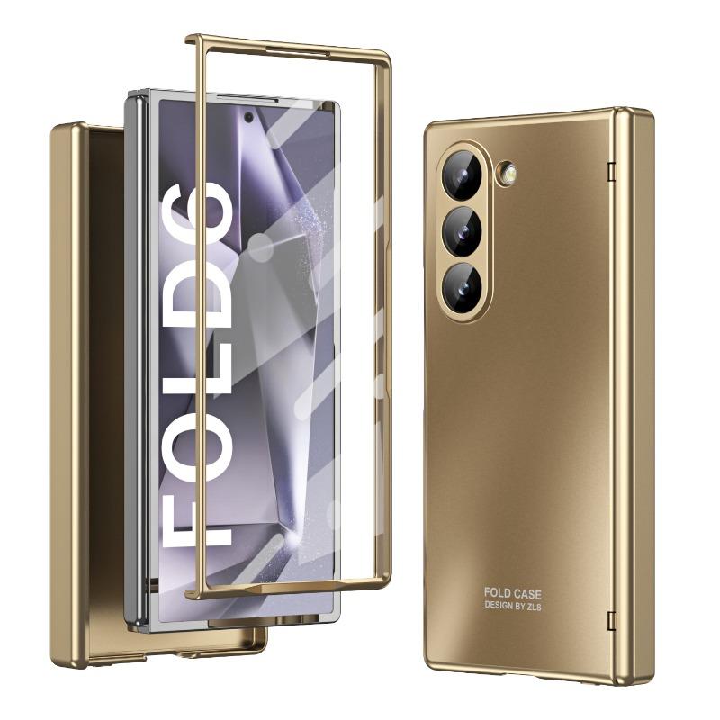 

Гальванизированный жесткий чехол для телефона Samsung Galaxy Z Fold 6 5 4 3 Fold6 Fold5 Fold4 Fold3 защита шарнира противоударный чехол Galaxy Z Fold6 золотистый
