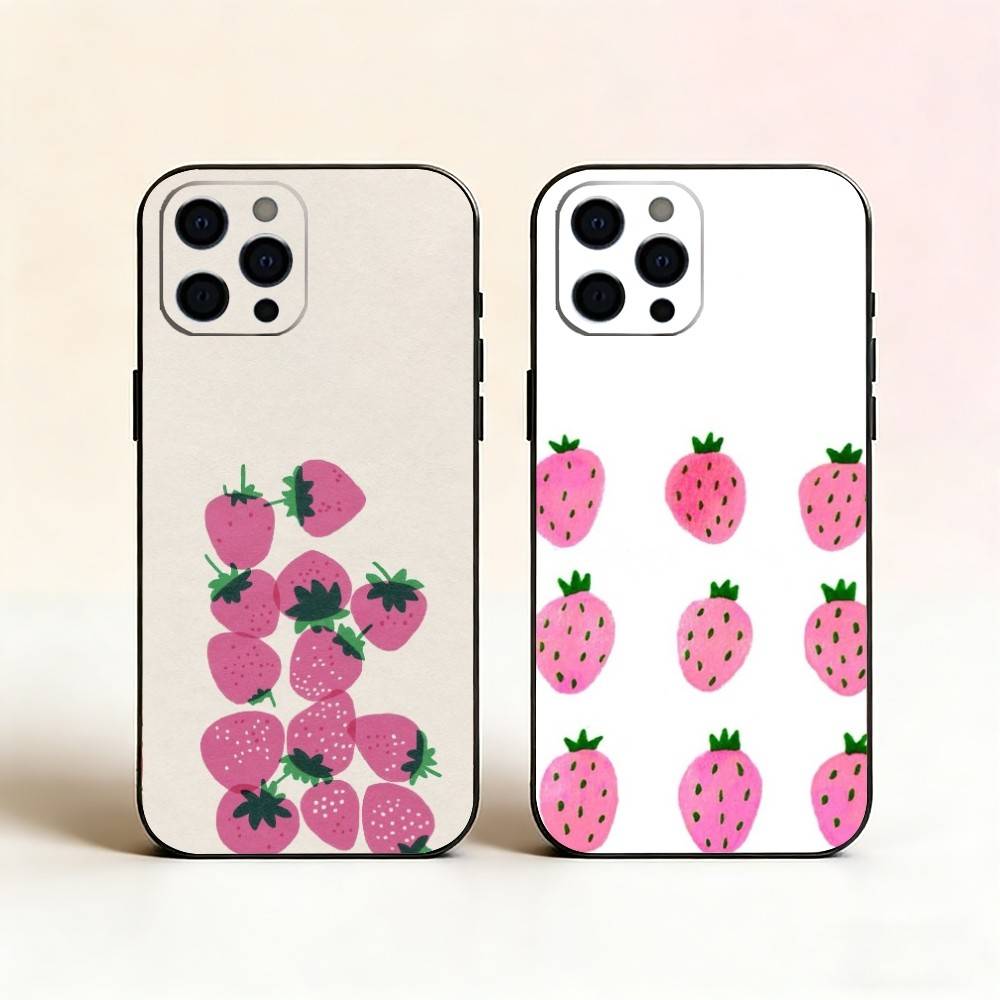 Japanese Korean Sweet Strawberry Phone Case Silicone Soft For IPhone 17 16 15 14 13 12 11 X XR Plus Pro Max Plus