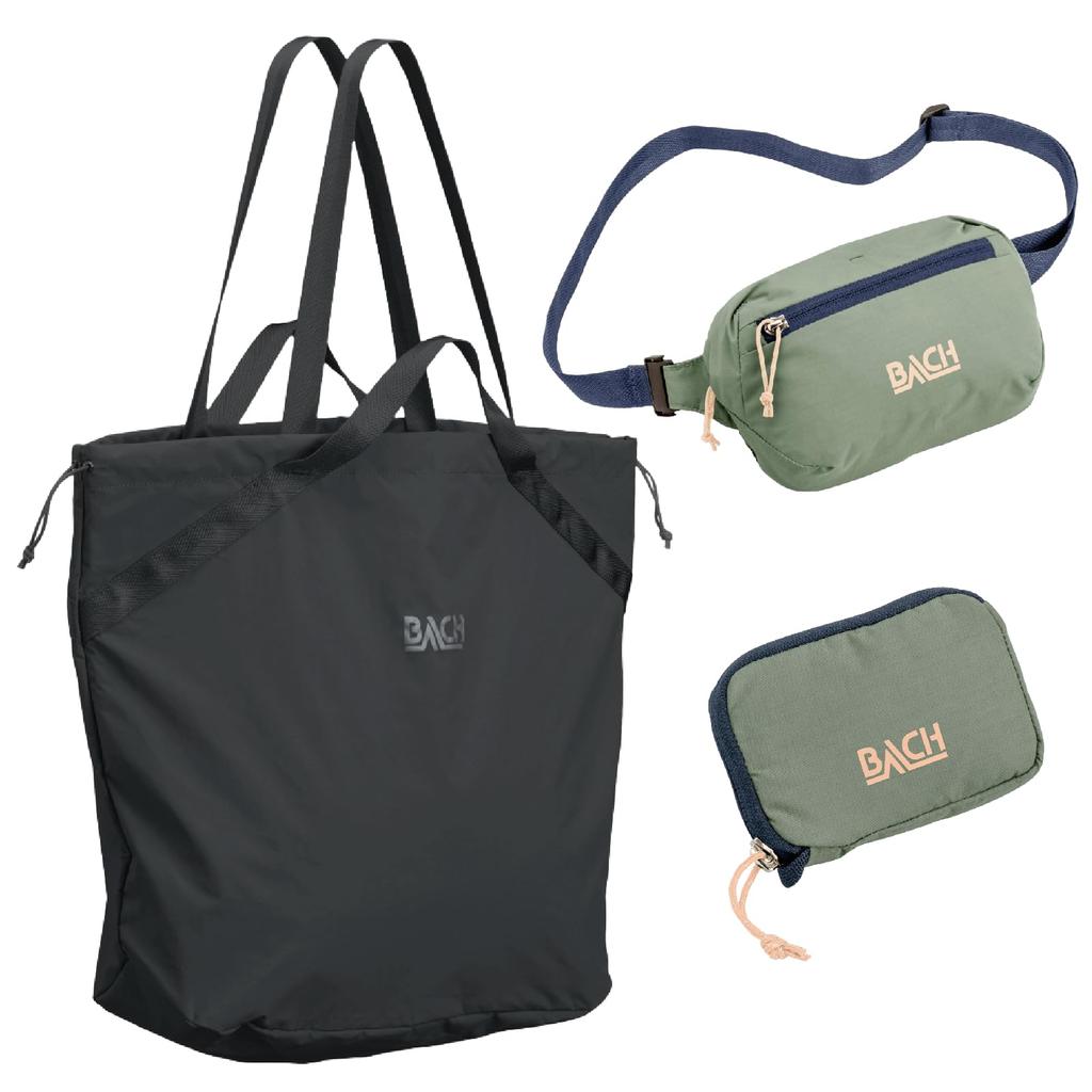 BACH Itsy Bitsy Tote Bag and Pouch Perfect for Outdoor and Black x Crazy Men's 3-Piece Set, Wallet, (25L) - Activities, Camping, Travel. Set.