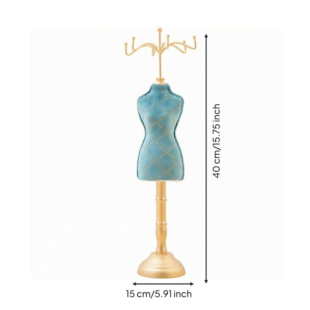 Jewelry Display Stand Goldenhued Mannequin Torso Stylish for Vanity, Women