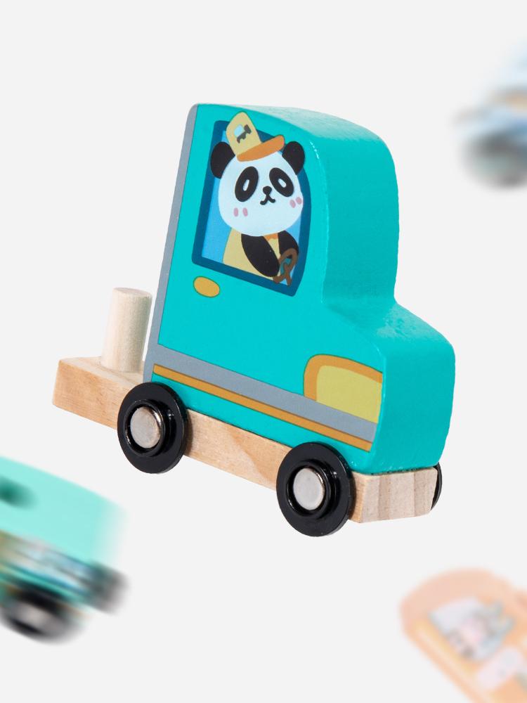 Montessori Magnetic Wooden Train Toys Early Educational Cognition Animal Toy Sorting Learning Teaching Car Cartoon Set For Kids