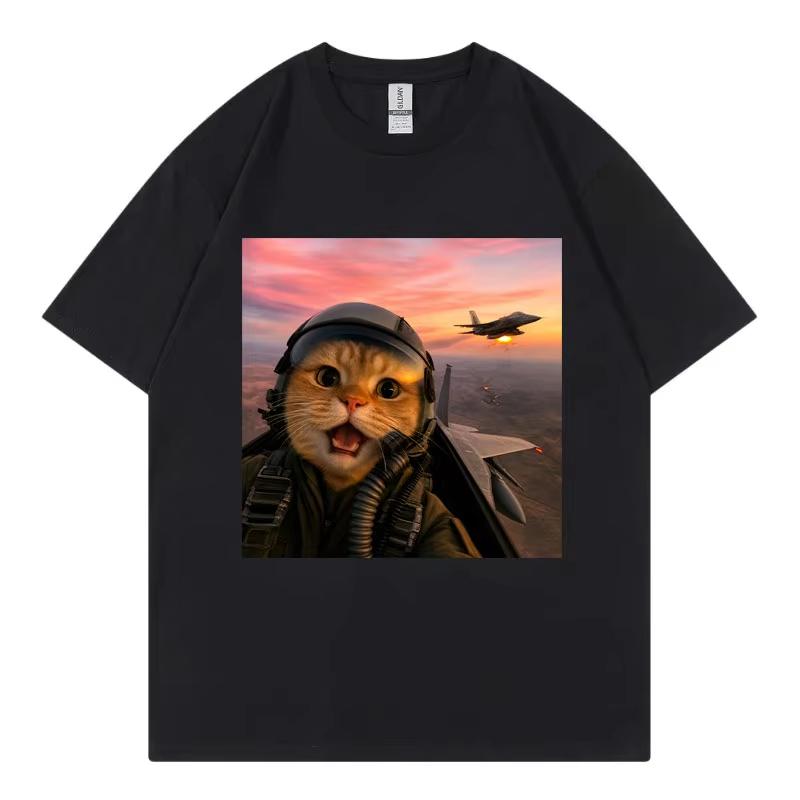 Funny Flying Cat Meme Graphic T Shirts Unisex Unisex Clothing Kawai Fashion Tshirt Summer Casual 100cotton Short Sleeve Tshirts