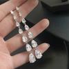 ZAKOL Gorgeous Water Drop Zirconia Long Dangle Earrings Women Sliver Color Shiny Zircon Crystal Bridal Earring Party Zircon