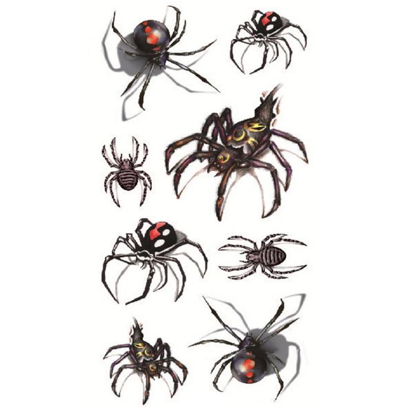 10 Sheet of Tattoo Sticker Spider Removable Waterproof Body Art Temporary Tattoo Sticker Decal