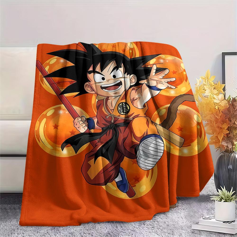 1PC Son Goku Patterned Flannel Blanket Suitable For All Seasons For Home Decor Warmth And Comfort Gifts Holiday Present