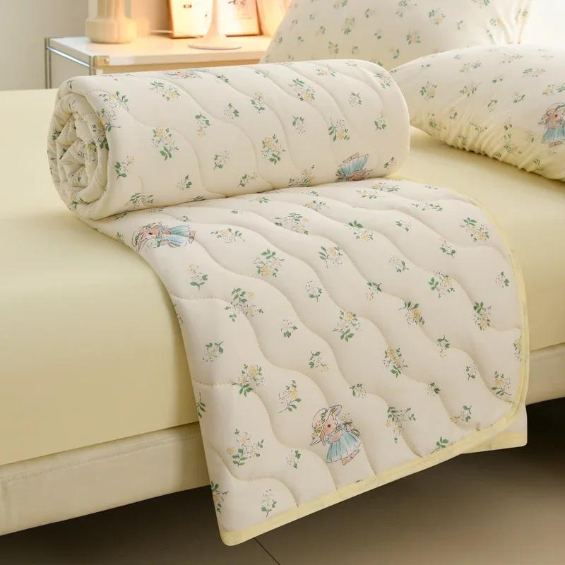 Knitted Thin Duvet 100x150cm 150x200cm Floral Print Quilt Soft Breathable Lightweight Summer Comforter Single Double Bed Blanket