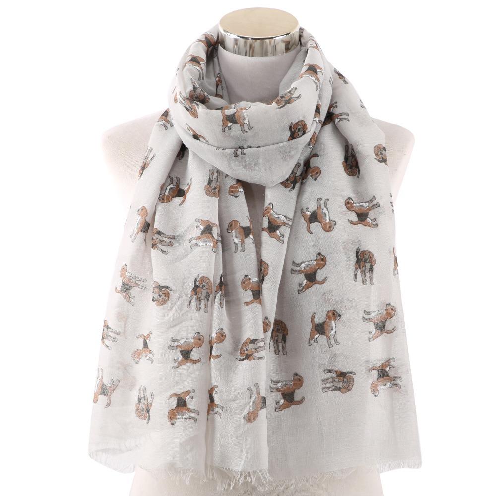 

with Frayed Hem Animal Scarf Soft Puppy Shawl Wrap Creative Gift Dog Print Scarf 1