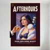 Sexy Afterhours Vintage Tin Sign Dark Purple Maroon Border Poster with Woman Illustration Whiskey Glass Metal Wall Decor for Bar