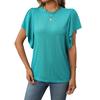Summer Solid Color Round Neck Ruffle Sleeves Short Sleeved T-shirt Top