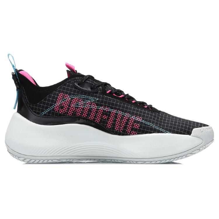 New LINING Badfive 1 Basketball Shoes Unisex Low Top Black/Blue/Pink AGBR001-3