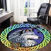 1pc Wolf Celtic Knotwork Chair Carpet for Office, Soft, Non Slip Polyester Mat, Office, Entryway, Living Room, Bedroom