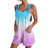 Women's Fashion Gradient Printed Jumpsuit Casual Jumpsuit Shorts
