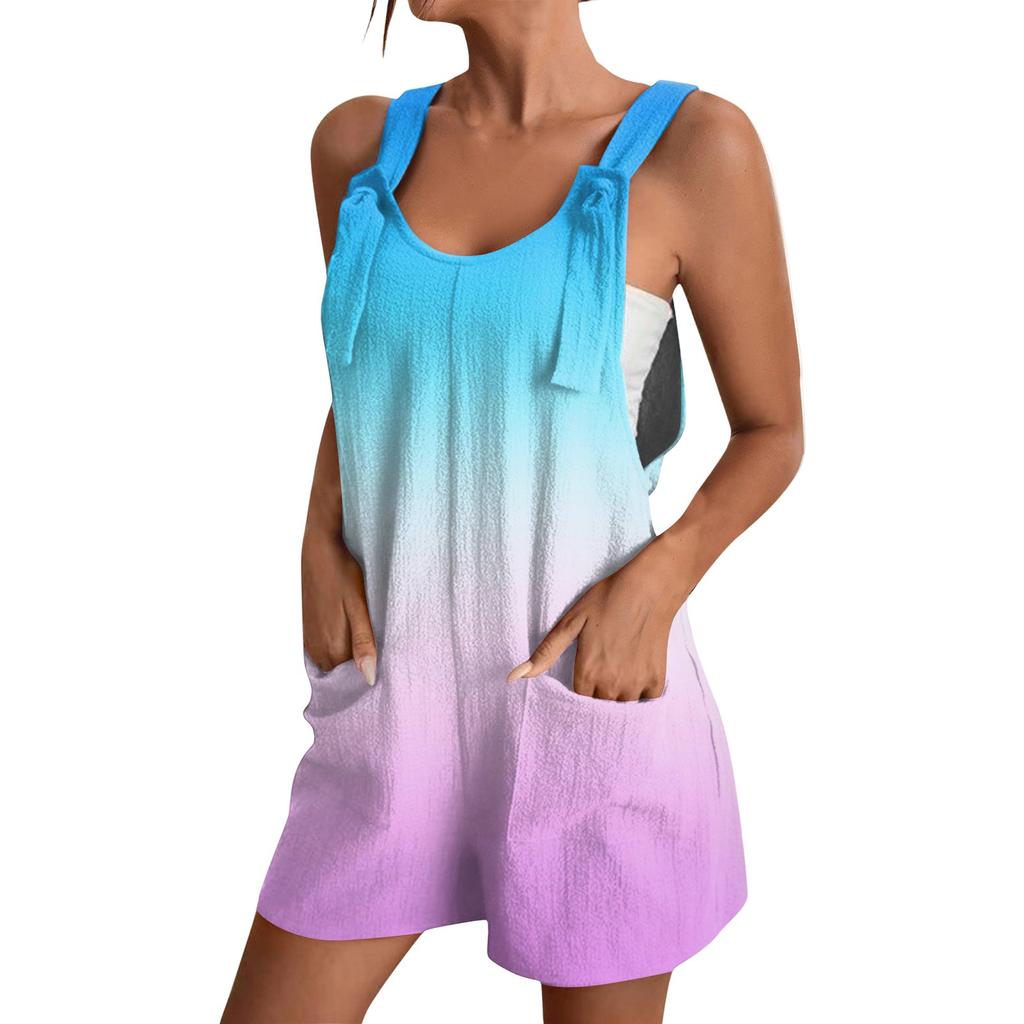 Women's Fashion Gradient Printed Jumpsuit Casual Jumpsuit Shorts