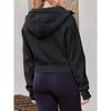 Women's Fleece Lined Hooded Zip Up Cropped Casual Long Sleeve Sweatshirt, European American Style Casual Tops Leisure Trade