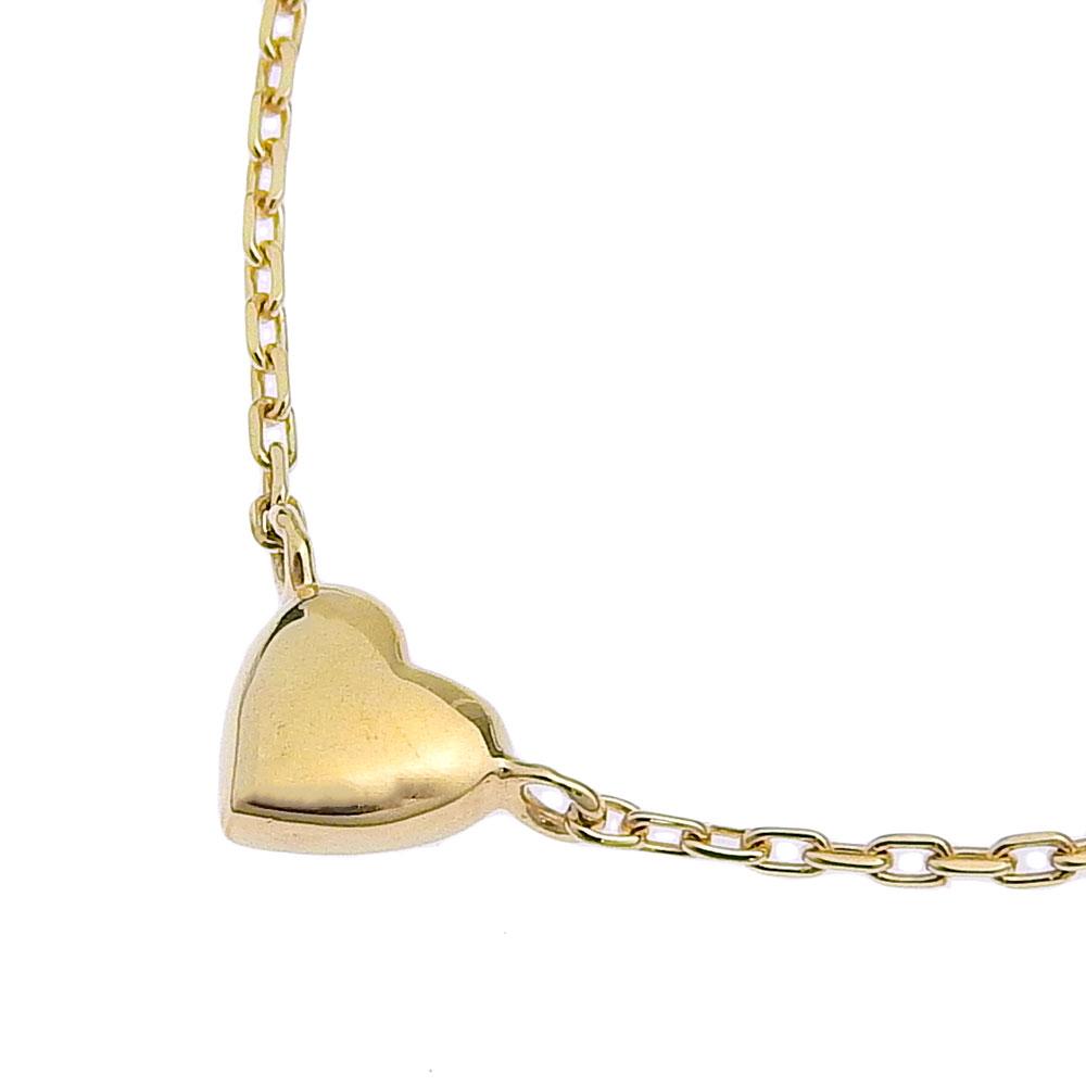4℃ Heart Necklace K10 Yellow Gold/diamond Heart 1.4g Women Used