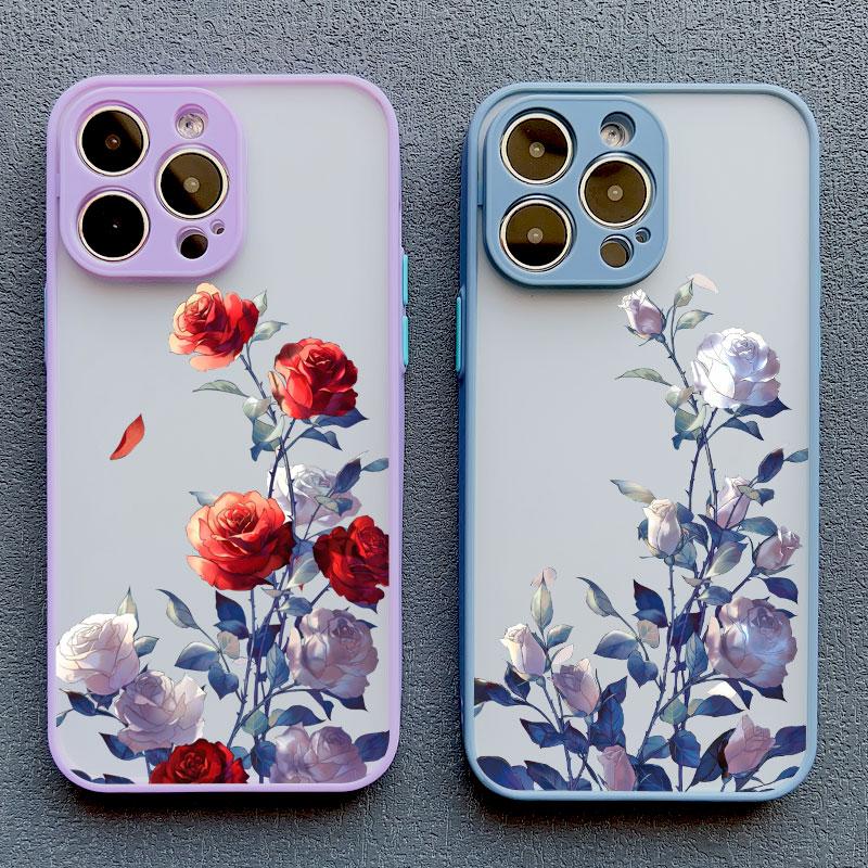 Rose Flower Phone Case For iPhone 11 Case iPhone 15 14 Pro Max 11 12 13 Pro Max Mini XR XS X 7 8 14 15 Plus SE2 Shockproof Cover