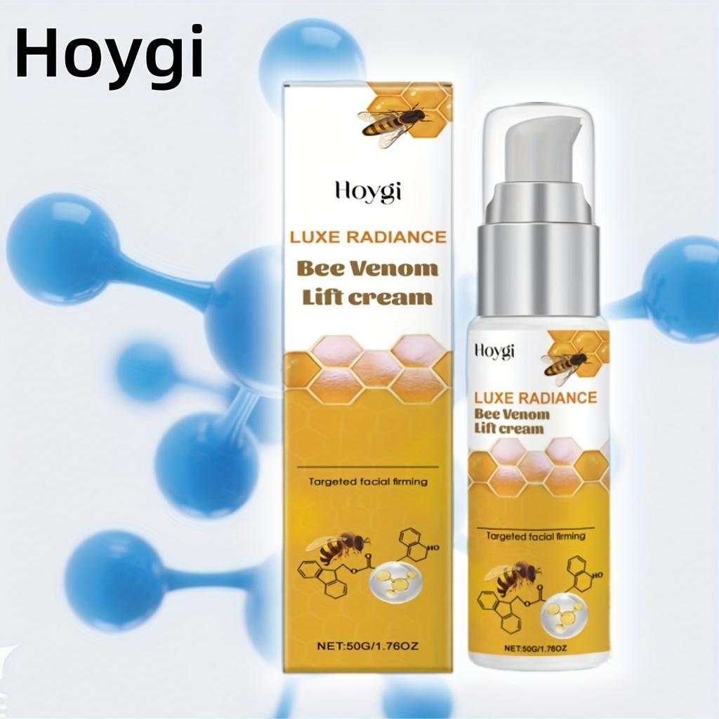 Krem do natychmiastowego liftingu twarzy z jadem pszczelim, Zawiera witaminę E, Napina i ujędrnia skórę, Wygładza drobne linie i zmarszczki | Bezalkoholowy z kwasem hialuronowym