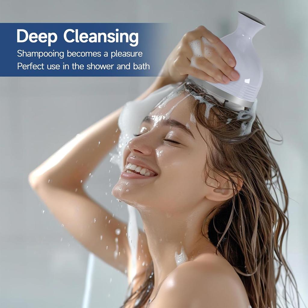Handheld Head Massager Electric Scalp Massager,Waterproof Portable USB Rechargeable Scalp Massager With 4 Heads,Stress Relax