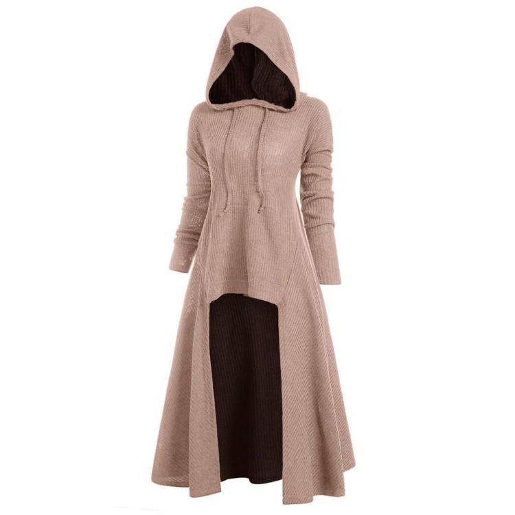 Top a mantella in maglia con cappuccio Retro Manica lunga Taglie forti Moda Abbigliamento Donna