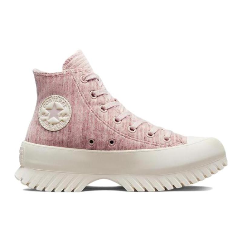 Converse Chuck Taylor All Star Lugged 2.0 Fleece Comfortable and Versatile High Top Canvas Shoes Unisex Pink White