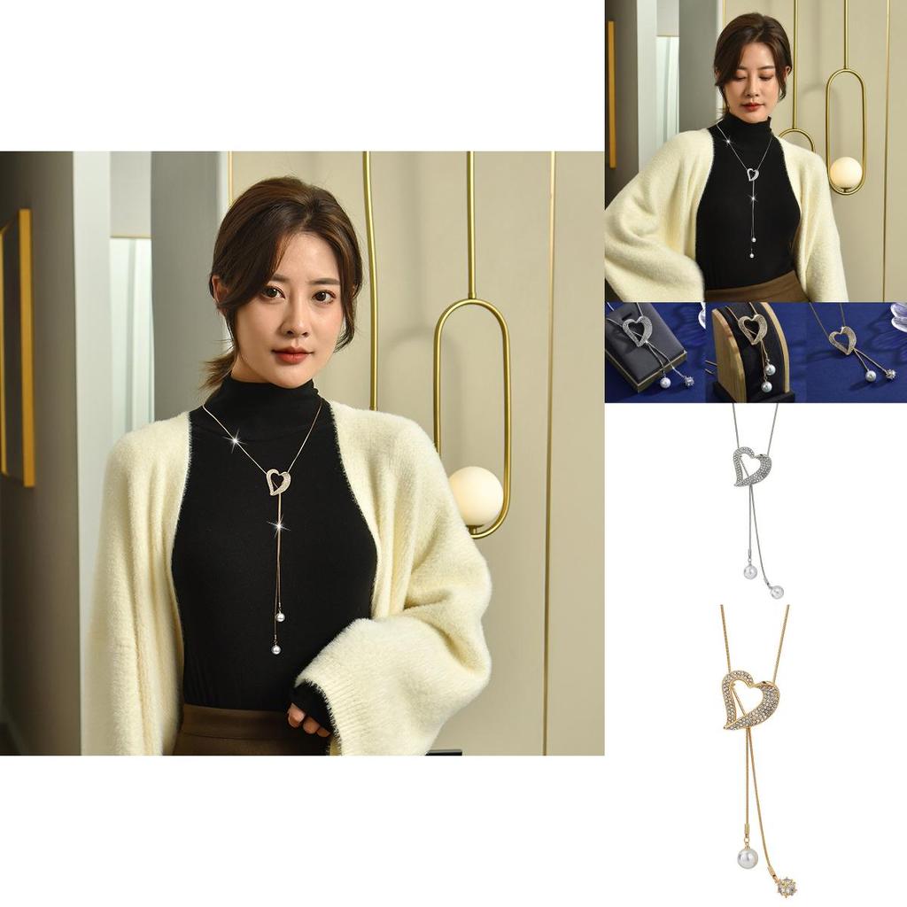 Elegant Heart Shaped Crystal Necklace With Pearl Accents In Stylish Designs For Women