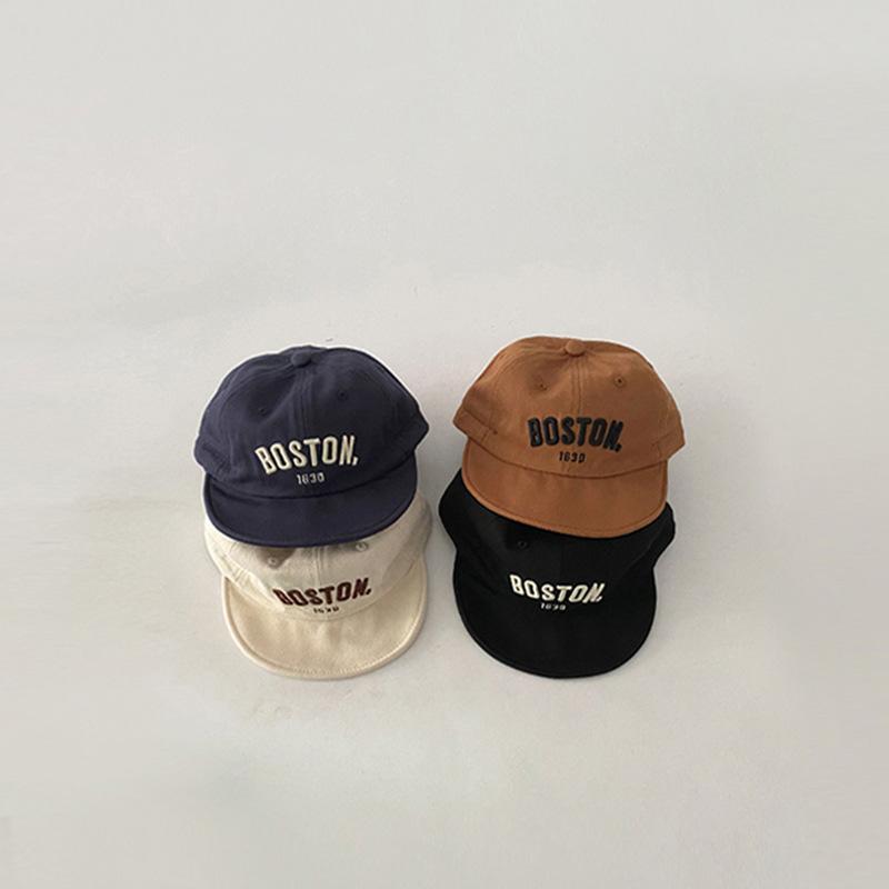 Korean Letter Baby Baseball Cap Simple Embroidered Peaked Hat for Boy Gril Summer Adjustable Soft Brim Kids Sun Hats Gorras