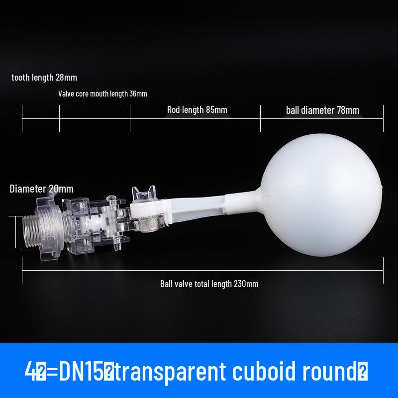 Adjustable Transparent Plastic Float Valve for Water Tanks - Install At Any Angle