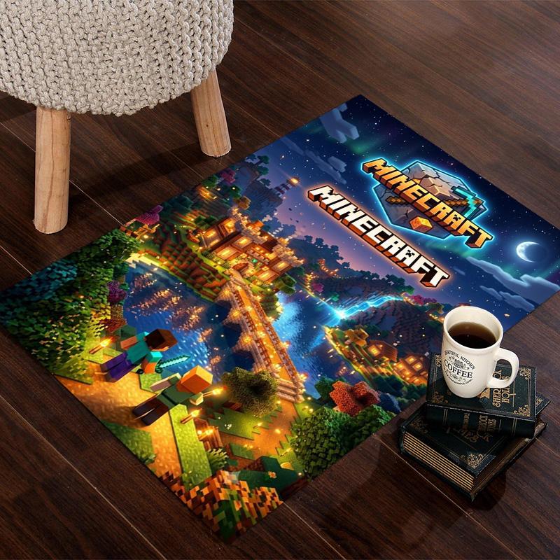 Minecraft Night Village Adventure Carpet Living Room And Bedroom Mats Home Decor Fashion Office Chair Cushion Room