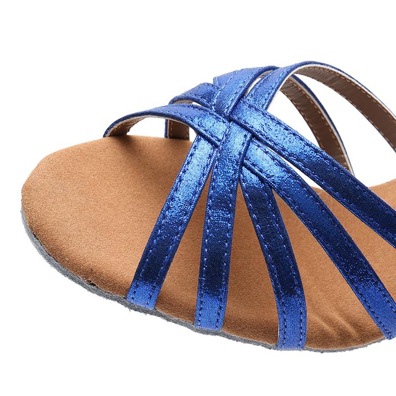 Women's Blue Latin Ballroom Dance Shoes with Soft Sole - Ideal for Practice, Social Dancing, and Summer Sandals