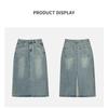 Split Denim Half-body Skirt Women's Summer High Waist Mid-length Denim Skirt A-line Skirt