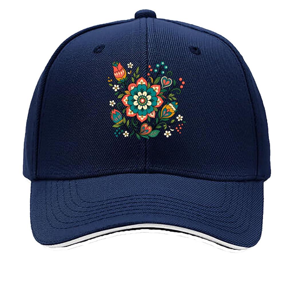 Woodland Floral Folk Heart Bloom Sandwich Baseball Cap Sun Cap Outdoor Workouts Hat