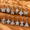 Dangle Butterfly Flower Belly Button Ring Trendy Cute Stainless Steel Navel Piercing Jewelry As Summer Outfit Accessory