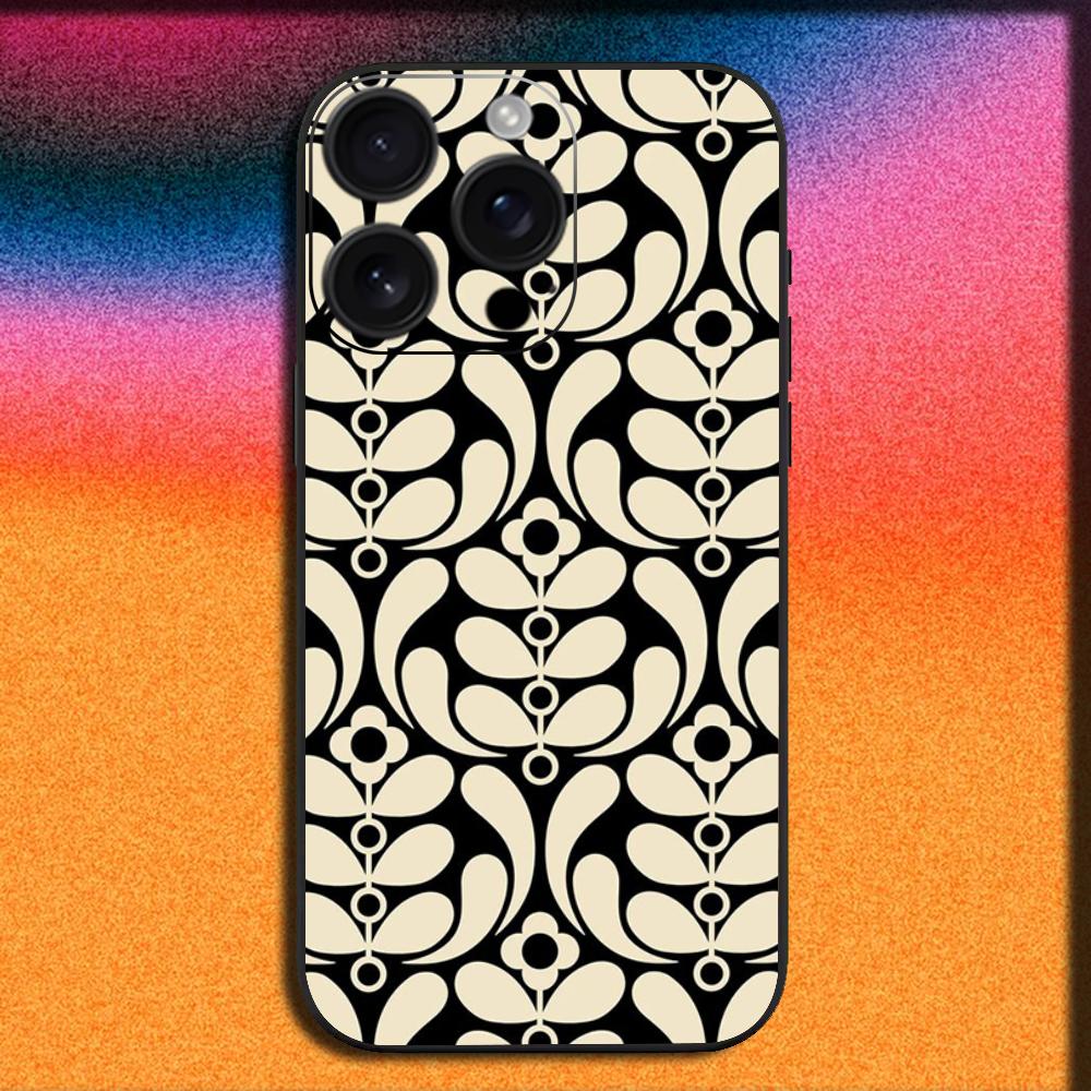 

Flower Multi Stem Orla Kiely Folio Phone Case For iPhone 16,15,14,13,12,11,Pro,XS,Max,XR,Plus,SE,Mini Soft Black Cover iPhone15
