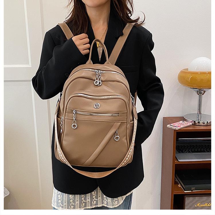 Backpack Women's Backpack Soft Leather New Casual Versatile Fashion Premium Large Capacity Commuter Shoulder Bag