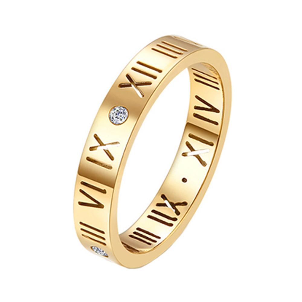 Anello con numeri romani a tre strati per donna, anelli di cristallo girevoli in acciaio inossidabile di lusso, gioielli alla moda per matrimonio femminile