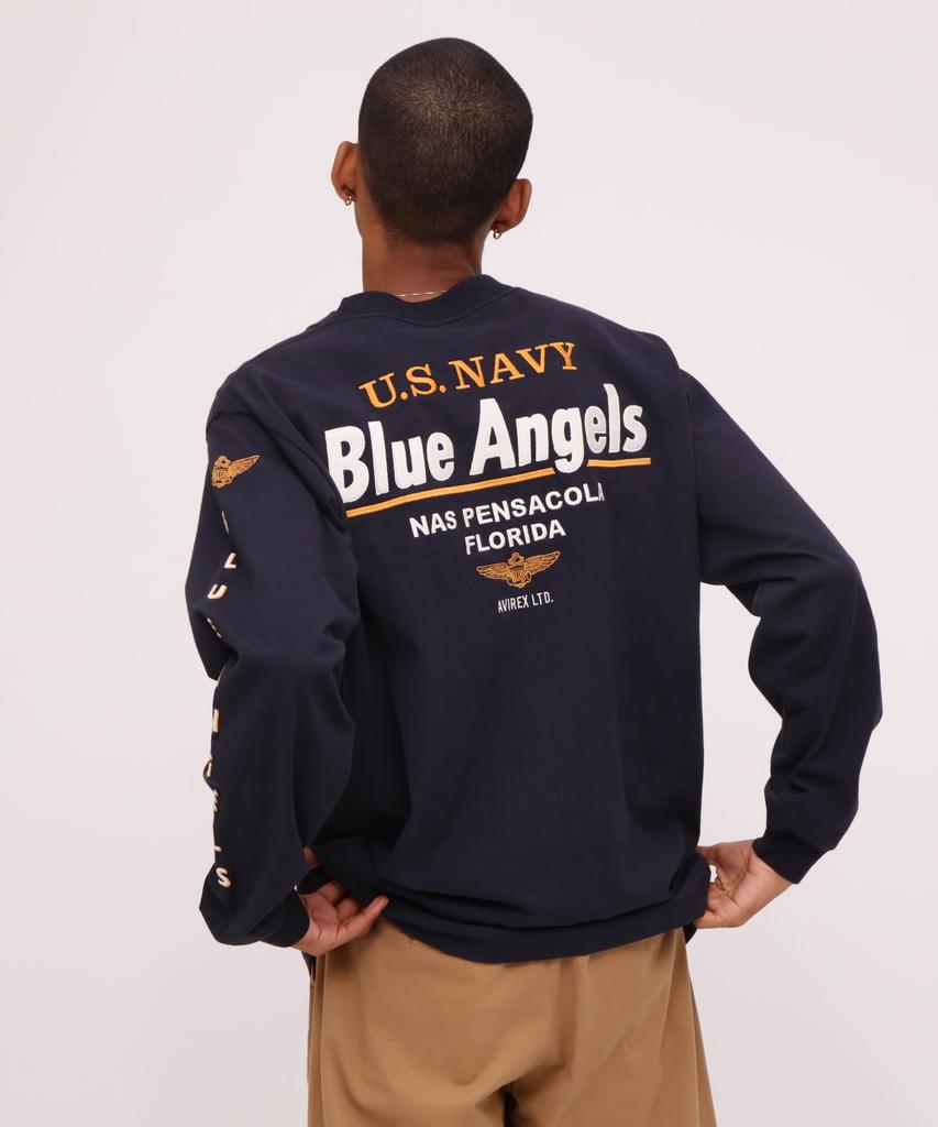 Avirex Long Sleeve Embroidery The Blue Angels Large 120 Navy T-Shirt / 783-4130010 Men's