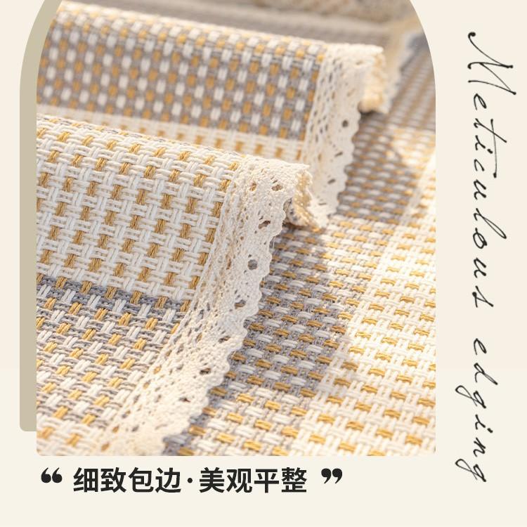 Japanese Style Sofa Cover Cotton Linen Thread Woven Stripe Sofa Slipcover All Season Anti-Slip Cushion Breathable Wear-Resistant