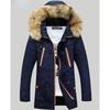 Autumn and Winter Men's Thickened Slim Hooded Cotton Coat Mid-length Cotton Coat