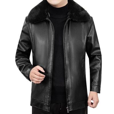 Nowa męska skórzana kurtka sweter z kołnierzem odpinana gruba kurtka kurtka ze skóry PU biznesowa swobodna skórzana kurtka