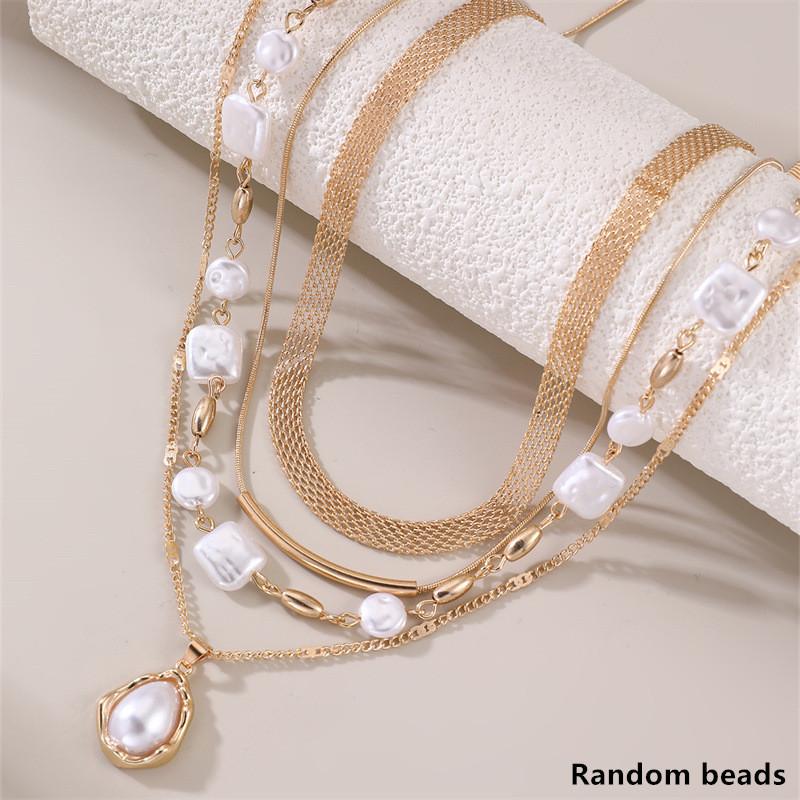 Geometric Pendant Necklace For Women With Alloy Chain Summer Jewelry Set