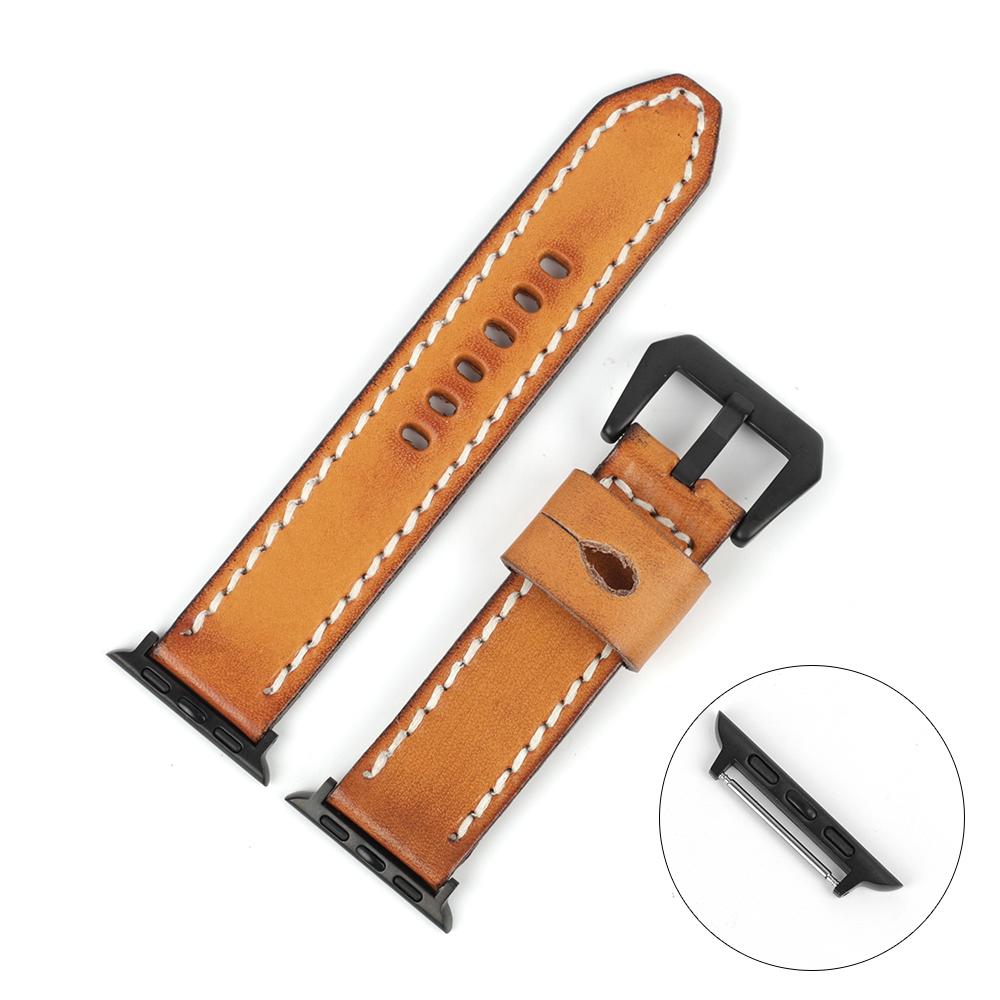 Vintage Leather Watch Band 44mm 40mm 42mm 38mm Black Tan Cowhide Watch Strap Replacement for Smartwatch Wrist Bracelet Watches
