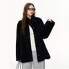 [Oat Black Qiao] Stand-up collar loose circle wool environmentally friendly wool thickened coat jacket