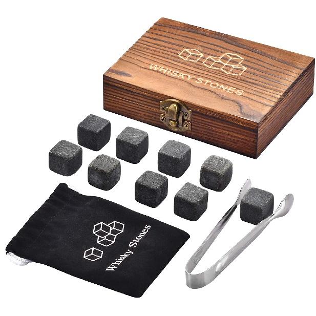 

Whiskey Stones, Whiskey Stone Gift Set, Grey Drink Cooling Stones, Pure Soapstone Whiskey Stones for Men Dad Husband